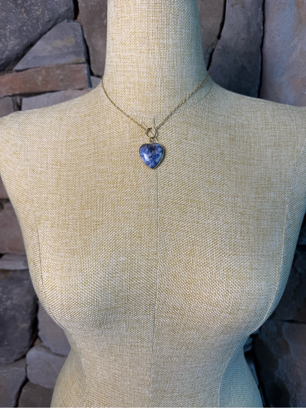 New🌟Anthropologie-Serafina Gold with Blue Stone Heart Pendant